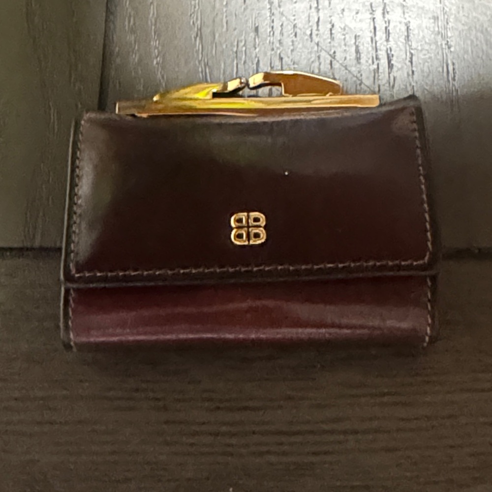 Bosca VTG Hand Stained Hide Brown Leather Mini Wallet - Kiss Lock Coin - Picture 2 of 7